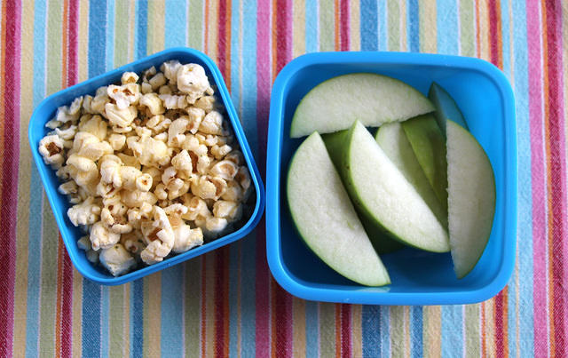 Popcorn and apples snack