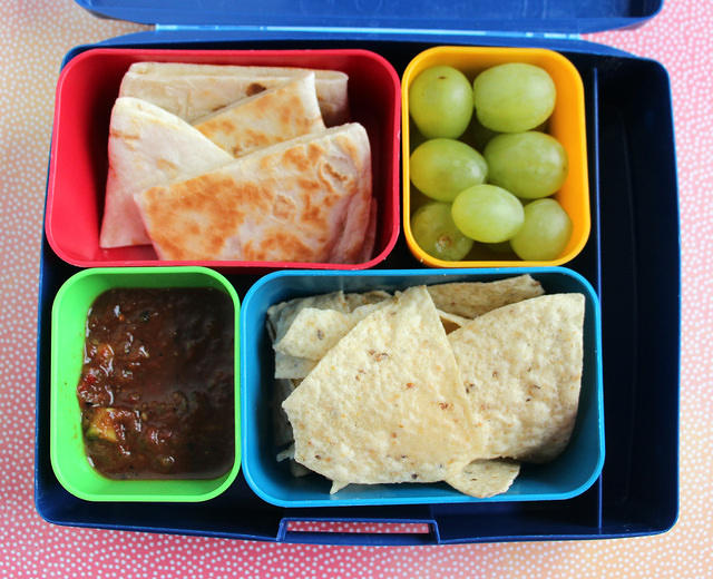 Quesadillas and chips Laptop Lunch